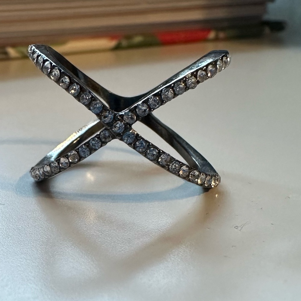 Nordstrom Silver Crystal X Ring